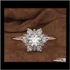 Band JewelryLuksury Kobiet Snowflake Moda 925 Sier Yellow Rose Gold Color Crystal Cyrkon Kamienny Ring Vintage Obrączki dla kobiet T482 Dr
