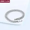 Link Chain ZHOUYANG Luxury Tennis Bracelet For Women Noble Wedding Hand Shining Silver Color Cubic Zirconia Fashion Jewelry JSH001