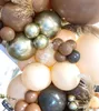 102 unids / lote café globos marrones kit de arco color de piel látex guirnalda globos baby shower suministros telón de fondo decoración del banquete de boda 210719