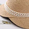 Chapeau d'été en paille femmes soleil avec lanière de vent large bord UPF 50 Un Protection plage raphia femme casquette chapeaux Elob22