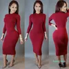 Designer-Winter Soft Cotton Stretch Black Party Dresses Plus Size Skinny Sexy Club Wear Gorgeous Warm Maxi Bandage Bodycon Dress