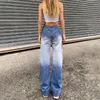 Jeans da donna Moda autunnale da donna Y2K Streetwear Denim Pattern Stampa Pantaloni dritti paralleli Pantaloni a vita alta per fidanzati della mamma