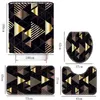 Plaid Printed Bathroom Carpet Rugs Bath Mat and Waterproof Shower Curtain Set Memory Foam Toilet Seat Cover Mat Foot Mats 211130