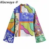 Kvinnor Vintage Cloth Patchwork Utskrift Casual Smock Blouse Ladies Hem Bowknot Kimono Shirts Chic Retro Blusas Toppar 210521