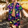 Mens sommar Hawaiian Shorts Sätter Designer Blomma Tryckta T-shirts + Shorts Beach Fashion 2 Piece Sets 210527