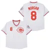 Jahrgang 1969 1976 Retro Baseball 11 Barry Larkin Trikots 8 Joe Morgan 13 Dave Concepcion 14 Pete Rose Pullover Alle genäht Cool Base Nadelstreifen Weiß Grau Rot Ruhestand