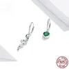 Dangle & Chandelier S925 Silver Stud Earrings Sterling Snake Love Simple Green Zircon Female Fashion Jewelry