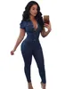 Mode Trainingsanzüge Damen Jumpsuits Strampler Aecker One Piece Sexy Bodysuit Figurbetonte Jeans für Frauen Langer Denim-Overall Outdoor-Outfits S-3XL