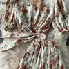 Women's Tracksuits Neploe Summer Floral Suit Två Piece Outfits För Kvinnor V-Neck Shirt Crop Tops Pläterade Wide Ben Pnat Femme Roupas 2 Set