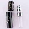 5 ml dubbel kärlek hjärta kvinna parfymflaska atomizer återfyllningsbar bärbar metall aluminium glas tom behållare