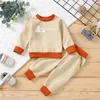 Spring Automne Nouveau-né Baby Baby Garçons Girls Casual Vêtements Ensembles, Tops à manches longues en coton Soft Letter + Couture Pantalon long pour Toddler G1023