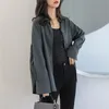 Spring Autumn Korea Fashion Women Long Sleeve Loose Shirts All-matched Casual Blusas Tops Turn-down Collar Gray Blouse S444 210512