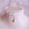 Ręcznie robione Lolita Princess Pearl Neck Vintage Słodkie słodkie szyjki choker dla kobiet dzianiny naszyjnik