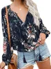 Kadın Bluz Gömlek 2021 İlkbahar Yaz Gevşek V Yaka Çiçek Blusas Artı Boyutu Kadınlar Casual Uzun Kollu Güneş Koruma Beach Womens Tops A