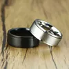 VNOX 8mm Rotativable Ring Basic Ring para Homens Aço Inoxidável Preto Casual Anel Anel elegante Silish Spinner Aliança Jóias