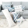 Coussin/oreiller décoratif bleu blanc lin broderie couverture glands géométrique décor à la maison coussin taie d'oreiller Sham 30x100 cm/45x45 cm
