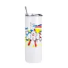 US Local Warehouse 3-5 dagen 50 stks/doos sublimatietumblers 20oz 30oz 304 rechte lege mokken witte tuimelaar met deksels en stro warmte overdracht cadeau mokflessen