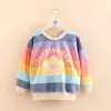 Spring Autumn Design Fashion 2 3 4 5 6 7 8 9 10 Years Children Cotton Colorful Stripe Sweatshirts For Kids Baby Girls 210625