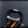 Charm smyckenFashion handgjorda flätat läder magnetiskt armband rostfritt stål design smycken diy punk hip hop armband för män drop deliv
