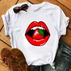 여성용 티셔츠 레이디 티셔츠, 여름 여성 koszulki damskie, 하라주쿠, 립스틱 섹시한 입술 티셔츠 "여성 패션 지퍼 인쇄