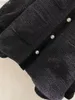 Женские куртки на взлетно-посадочной полосы дизайнер зимний поворот воротник воротник Твид Пальто повседневная одиночная грудящая бархатная черная куртка 2021 женская пиджака