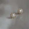 スタッド925 Sterling Silver French Simple Pearl Earrings Women Luxury Temperament Wedding14Kゴールドメッキジュエリーギフト179T