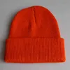 Plain Skull Cap Knit Hats Winter Warm Cuff Beanies for Men Women Orange Yellow Black Dark Green Beige Y21111