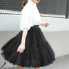 Petticoat 5 camadas 60cm tutu tulle saia vintage midi saias plissadas das mulheres lolita dama de honra faldas mujer saias jupe 210619