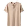メンズラージサイズの服Tシャツのリネン中国風の夏のVネック大きな半袖Tシャツ男性ティートップスプラス6xl 7xl 8xl 9xl 210518