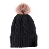 Thick knitted cashmere cap fleece knit hat wool cap beani for women winter with leather hat patch