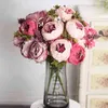 50cm 핑크 실크 모란 인공 꽃 큰 꽃다발 배열 가짜 꽃 흰색 DIY 홈 호텔 파티 웨딩 장식 화환