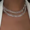 Hip Hop Bling Fashion Chains Jewelry Mens Gold Silver Miami Cuban Link Chain Necklaces Diamond Iced Out Chian Necklaces Gift X0509