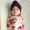 Flickor Baby Cotton Cloth Turban kontler Toddler Tabit Ear Hat Barn Ren Färg Knitted Donut Head Cap Baby Hattar 12 Färg Välj