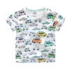 Verão Casual 2 3 4 5 6 8 10 Anos Children's Roupas de Algodão Manga Curta Cópia Completa Cartoon Car Dos Desenhos Animados T-shirt para crianças Baby Boy 210625