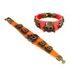 Tennis à la mode rouge/Orange Bracelets en cuir véritable Antique Bronze crâne charmes bracelets en peau de vache Bracelets de club de fête résultats de bijoux
