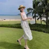 White halter strap elegant dress female seaside vacation beach skirt summer and Korean fashion women's clothing 210520