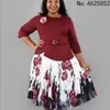 Ethnic Clothing 2XL-6XL Polyester African Dresses For Women Autumn Spring Short Sleeve Plus Size Dress Clothes