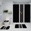 Su geçirmez Duş Perdeleri Banyo Dört Parça Set Moda Mektubu Baskılı Banyo Paspaslar Anti Peeping Banyo Perdesi