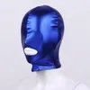 Masques de fête hommes ou femmes masque facial en latex brillant métallique bouche ouverte trou couvre-chef capuche complète pour jeu de rôle kit de costumes de cosplay