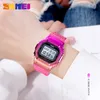 Skmei moda legal meninas relógios caso galvanizado cinta transparente senhora feminino relógio de pulso digital à prova de choque reloj mujer 1622 21308l