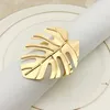 NEWGold Silver Leaf Napkin Rings Wedding Table Decor Napkins Buckle Festival Banquet Coffee Desktop Decoration Towel Ring LLB10086