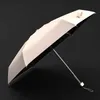 Olycat luxe Mini parapluie plat pluie femmes Portable clair s Protection solaire UV Parasol filles coupe-vent extérieur 210721