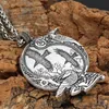 Kedjor Nordic Mytologi Viking Crow Odin Mount Halsband Man Amulet Hängsmycke Mode Smycken Gift Partihandel