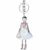 Nyckelringar Hocole Fashion Crystal Cute Doll Rhinestone Key Ring Chain Bag Charm Car Pendant för Kvinnor Handväska Nyckelringar