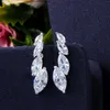 CWWZircons de alta calidad marquesa corte CZ Cubic Zirconia boda gargantilla collar y pendientes nupcial vestido de graduación conjuntos de joyas T398 H1022