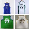 2021 22 Mode-versie Basketbal 75th City Luka Vintage 77 Doncic Jersey Mens Throwback Dirk 41 Nowitzki Kristaps 6 Porzingis Borduurwerk Shirts