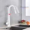 White Touch Sensor Kitchen Faucets Pull Out Smart Mixer Tap 2Ways Sprayer Kitchen Faucet 360 Rotation Cold Water Taps Crane2095542