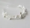 Fashion Wedding White Ceramic Flower Headband Do Bride Women Girls Pearls Hairband Koreański Biżuteria Korona Tiara Księżniczka Królowa Akcesoria Do Włosów Headpiece Ornament