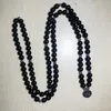 Fili di perline 8mm Bracciale avvolgente elastico in agata nera opaca 108 Mala Meditation Yoga Healing Jewelry Men And Women Fashion Charm Rosa Fawn22