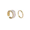 2021 Fashion Drop Glaze Craft Ring Irregolare a due pezzi Open per donna Girls di lusso Anelli insoliti insoliti Gioielli coreani5220546
